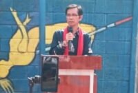Kasek SMP Negeri 2 Tanjungsari, Sudrajat, mengucapkan apresiasinya kepada seluruh orang tua yang diinisiasi para koordinator kelas. ( Dok.Hallojabar.com / Dody Nsh