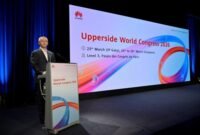 John Cai, President of Router Domain, Huawei Data Communication Product Line, delivering a speech